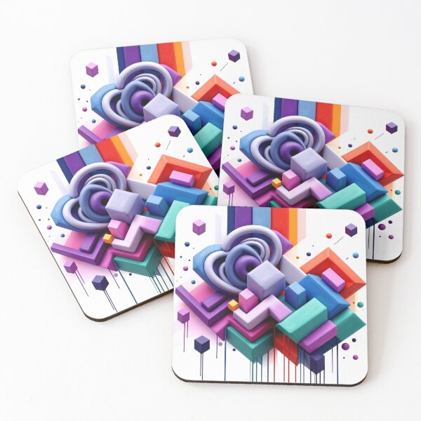 Item preview, cubic fusion C colorful geometric cubic abstract design designed and sold by SmashingDeals.