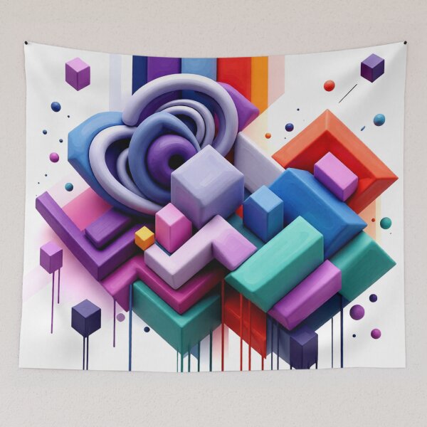 Item preview, cubic fusion C colorful geometric cubic abstract design designed and sold by SmashingDeals.
