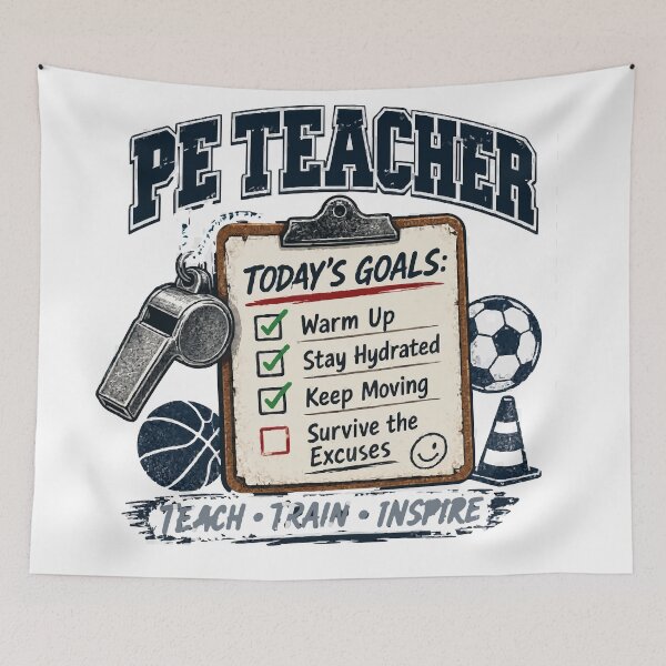 Item preview, PE Teacher Today’s Goals Funny Physical Education T-Shirt designed and sold by Sunday.Supply.