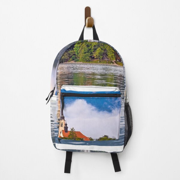 Item preview, Morning view of Pilgrimage Church of the Assumption of Maria, Bled lake landscape, Julian Alps, Slovenia designed and sold by goceris.