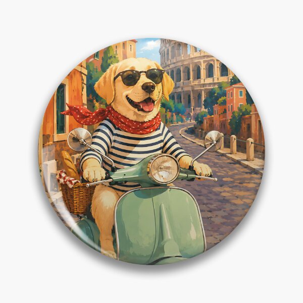 Item preview, Labrador driving a Vespa through Rome designed and sold by Nomad-Paws.