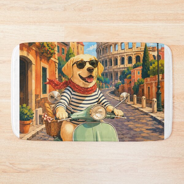 Item preview, Labrador driving a Vespa through Rome designed and sold by Nomad-Paws.