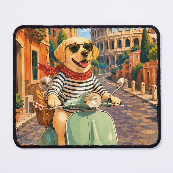 Item preview, Labrador driving a Vespa through Rome designed and sold by Nomad-Paws.
