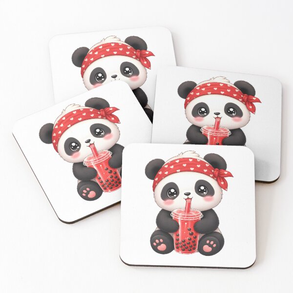 Item preview, Cute panda with bubble tea – Kawaii cartoon illustration designed and sold by Halbeskilo.