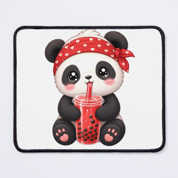 Item preview, Cute panda with bubble tea – Kawaii cartoon illustration designed and sold by Halbeskilo.