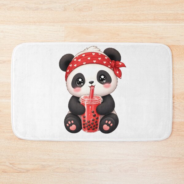 Item preview, Cute panda with bubble tea – Kawaii cartoon illustration designed and sold by Halbeskilo.