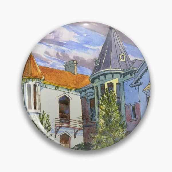 Item preview, Victorian houses on High Street, Dunedin, New Zealand designed and sold by Dave Baab watercolors.