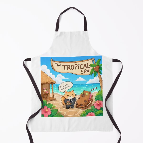 Item preview, Tropical Spa Cat and Capybara designed and sold by Kitty-and-Cat.