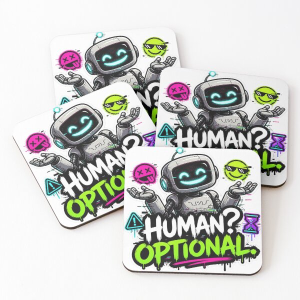 Item preview, HUMAN? OPTIONAL. Graffiti Robot Sticker PNG | Futuristic AI Cyberpunk Vinyl Decal | Sci-Fi Tech Aesthetic Laptop, Water Bottle & Notebook Sticker designed and sold by Stylestickers55.