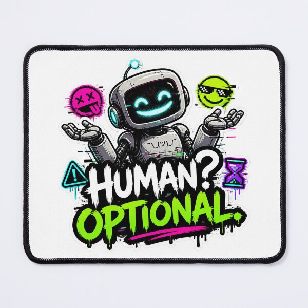 Item preview, HUMAN? OPTIONAL. Graffiti Robot Sticker PNG | Futuristic AI Cyberpunk Vinyl Decal | Sci-Fi Tech Aesthetic Laptop, Water Bottle & Notebook Sticker designed and sold by Stylestickers55.
