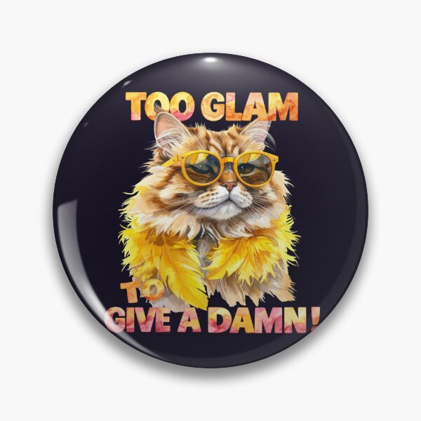 Item preview, Too Glam To Give A Damn, Cat with Yellow Feather Boa designed and sold by LiskoDesign.