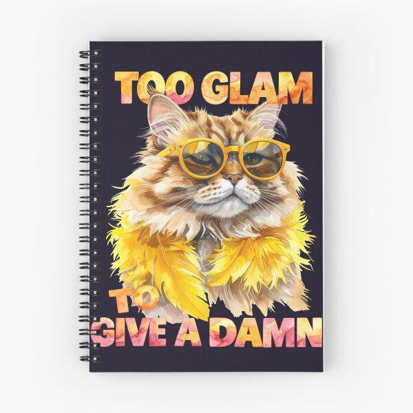 Item preview, Too Glam To Give A Damn, Cat with Yellow Feather Boa designed and sold by LiskoDesign.