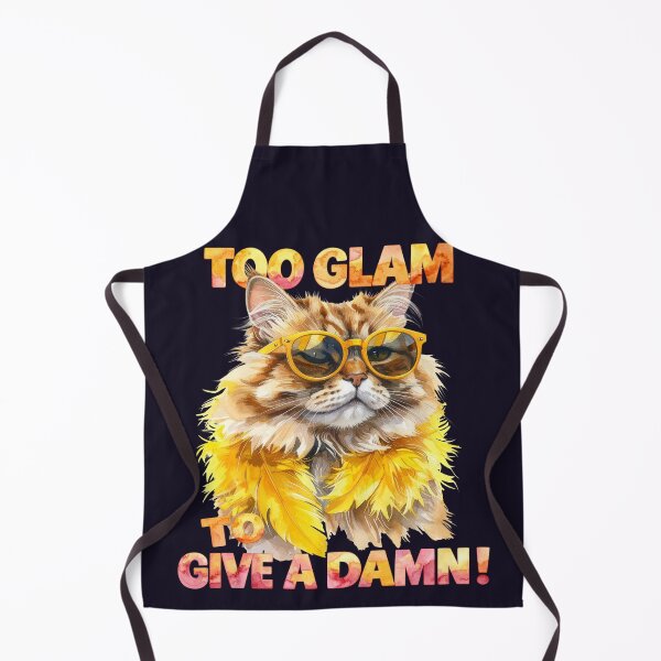 Item preview, Too Glam To Give A Damn, Cat with Yellow Feather Boa designed and sold by LiskoDesign.