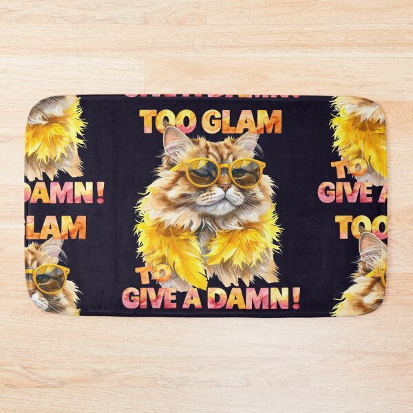 Item preview, Too Glam To Give A Damn, Cat with Yellow Feather Boa designed and sold by LiskoDesign.