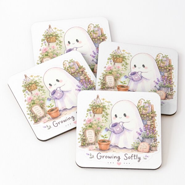 Item preview, Growing Softly – Cute Ghost Gardening Sticker designed and sold by BLOOMVELLE.