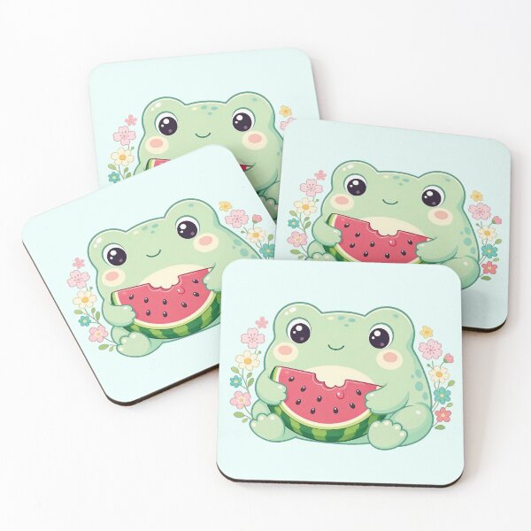 Item preview, Cute Kawaii Frog Eating Watermelon  designed and sold by SweetLilith.