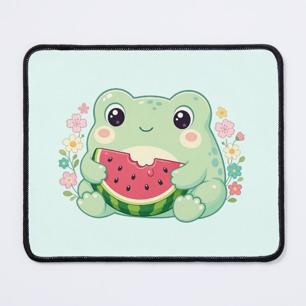Item preview, Cute Kawaii Frog Eating Watermelon designed and sold by SweetLilith.