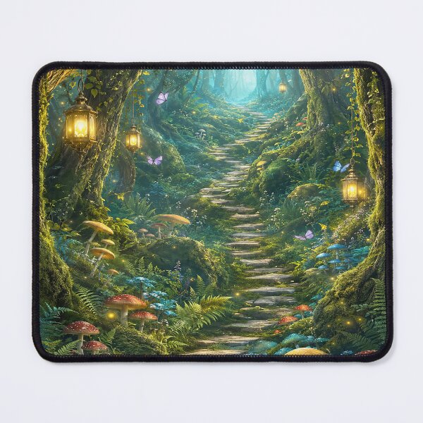 Item preview, Mystical Forest Path with Glowing Lanterns designed and sold by alw951.