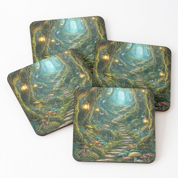 Item preview, Mystical Forest Path with Glowing Lanterns designed and sold by alw951.