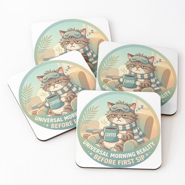 Item preview, Before Coffee / Tired Cat Morning Mood designed and sold by OnurDown.