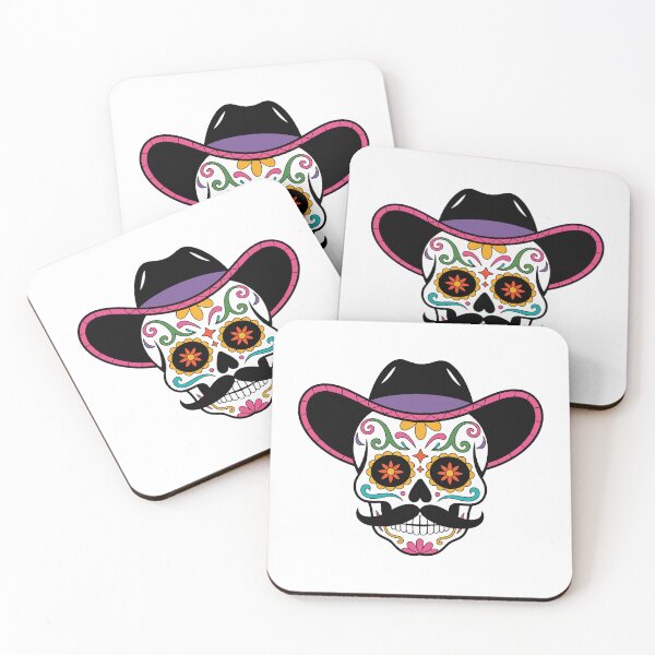 Item preview, Cowboy Sugar Skull | Western Calavera Skeleton Cowboy Hat Folk Art Design designed and sold by Ecocrushstudio.