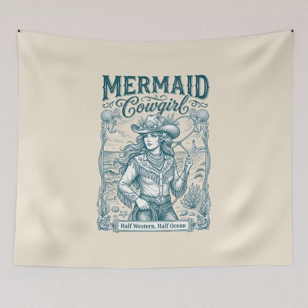 Item preview, Mermaid Cowgirl – Coastal Cowgirl Lasso Design designed and sold by Sea Gem.