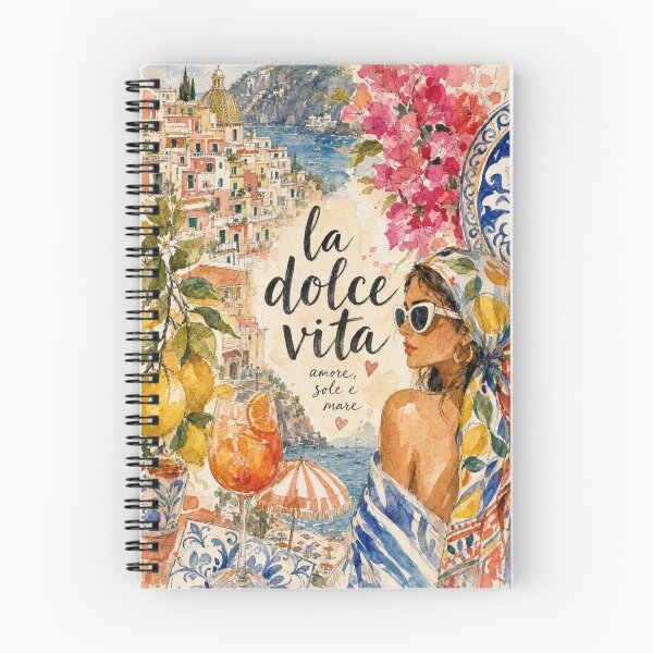 Item preview, La Dolce Vita Amalfi Coast Italy - Watercolor Travel Collage designed and sold by VisualArtsOasis.
