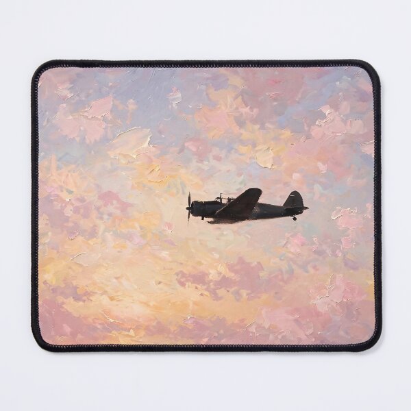 Item preview, Vintage Warplane Silhouette Impressionist Sky Art designed and sold by Jozefin's Studio.