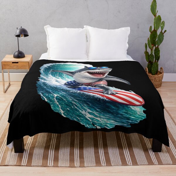 Item preview, Surfing Shark with American Flag designed and sold by FREENATION2026.