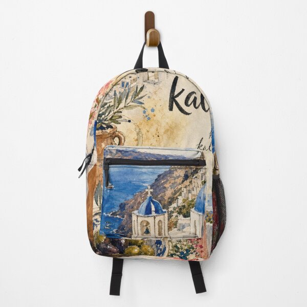 Item preview, Kalimera Santorini - Greece Hand Painted Watercolor Art designed and sold by VisualArtsOasis.