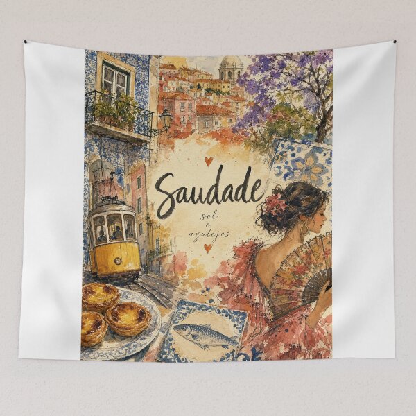 Item preview, Saudade - Lisbon Portugal Painted Watercolor Illustration designed and sold by VisualArtsOasis.