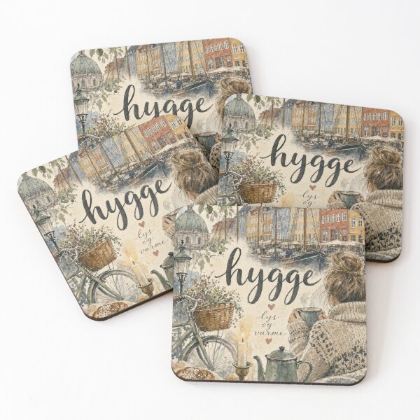 Item preview, Copenhagen Denmark Watercolor Art - Hygge Hand Painted Collage designed and sold by VisualArtsOasis.