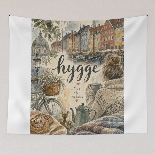 Item preview, Copenhagen Denmark Watercolor Art - Hygge Hand Painted Collage designed and sold by VisualArtsOasis.