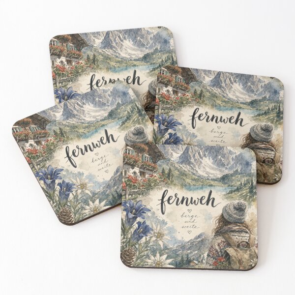 Item preview, Fernweh Bavarian Alps Germany - Watercolor Travel Collage designed and sold by VisualArtsOasis.