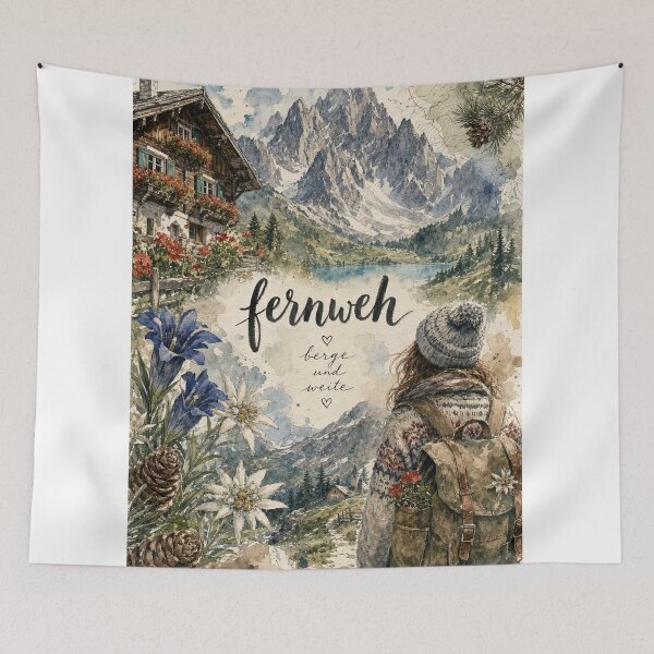 Item preview, Fernweh Bavarian Alps Germany - Watercolor Travel Collage designed and sold by VisualArtsOasis.