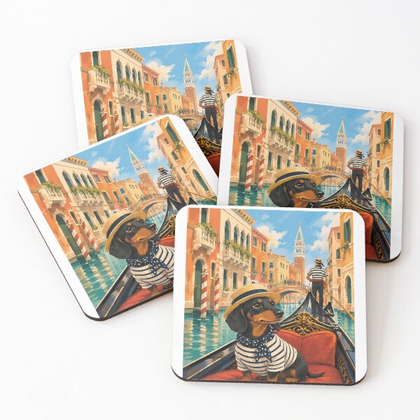 Item preview, Dachshund riding in a gondola in Venice designed and sold by Nomad-Paws.