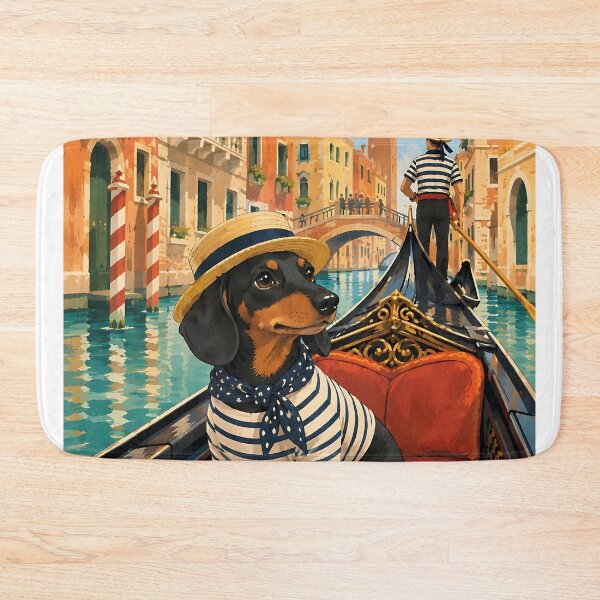 Item preview, Dachshund riding in a gondola in Venice designed and sold by Nomad-Paws.