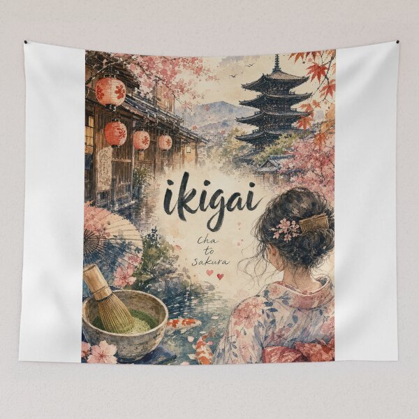 Item preview, Ikigai Kyoto - Japan Hand Painted Watercolor Art designed and sold by VisualArtsOasis.