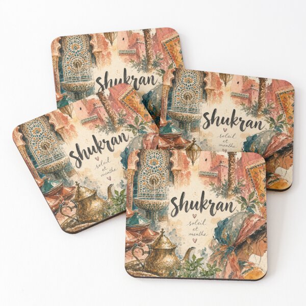 Item preview, Shukran Marrakech Morocco - Watercolor Travel Collage designed and sold by VisualArtsOasis.