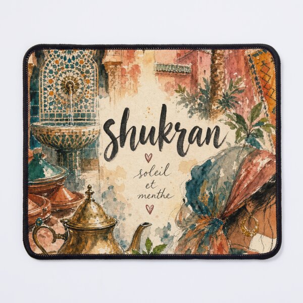 Item preview, Shukran Marrakech Morocco - Watercolor Travel Collage designed and sold by VisualArtsOasis.