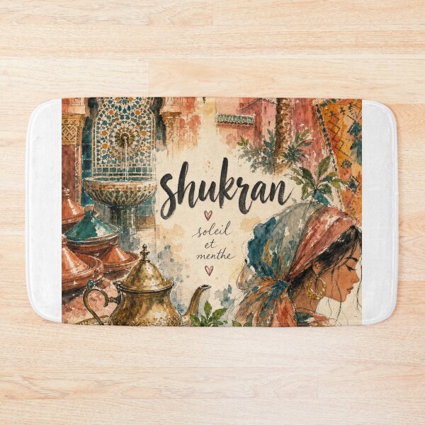 Item preview, Shukran Marrakech Morocco - Watercolor Travel Collage designed and sold by VisualArtsOasis.