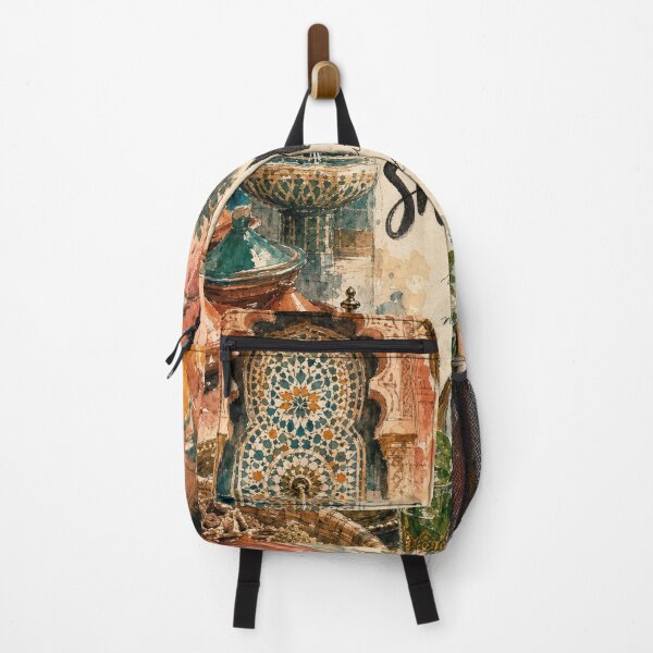 Item preview, Shukran Marrakech Morocco - Watercolor Travel Collage designed and sold by VisualArtsOasis.