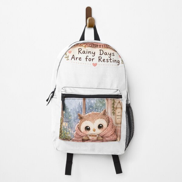 Item preview, Rainy Days Are for Resting – Cozy Owl Watercolor Sticker designed and sold by BLOOMVELLE.