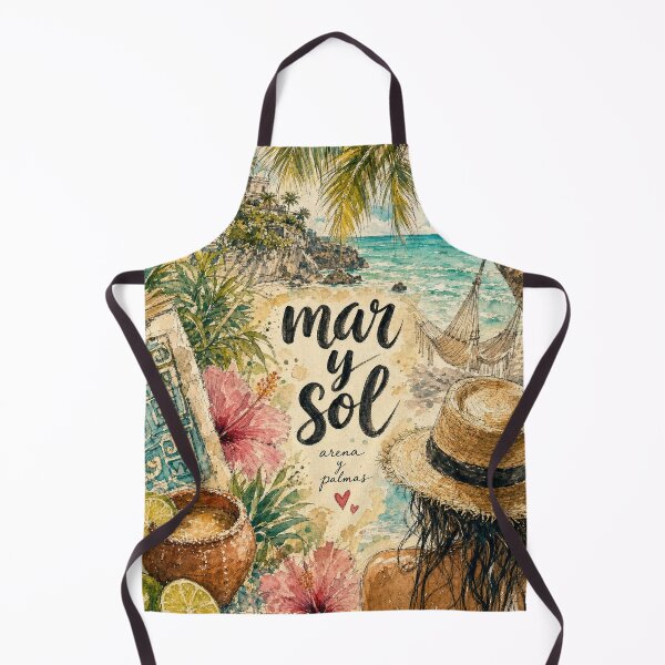 Item preview, Tulum Mexico Watercolor Art - Mar y Sol Hand Painted Collage designed and sold by VisualArtsOasis.