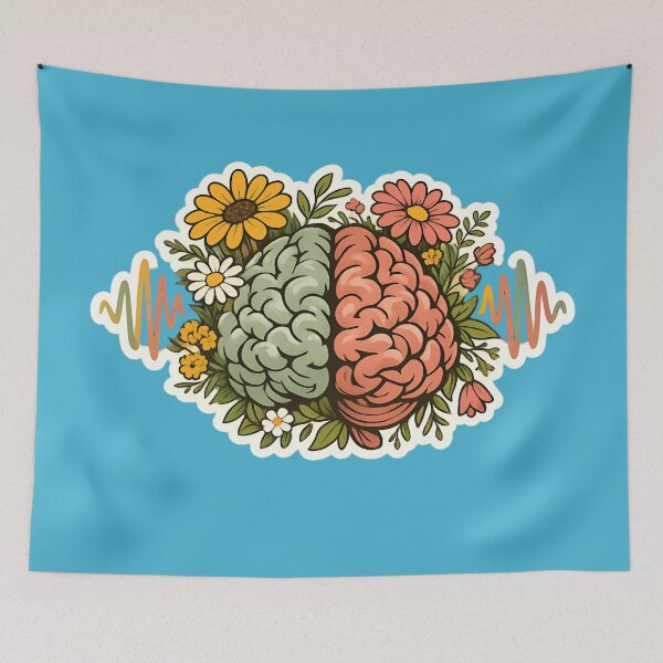 Item preview, Floral Brain Mental Health Soundwave Aesthetic designed and sold by Karina Creative Studio.