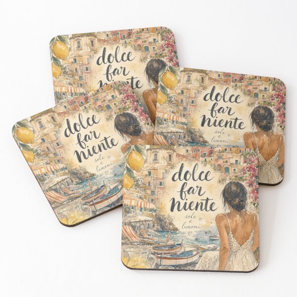 Item preview, Positano Italy Watercolor Art - Dolce Far Niente Hand Painted Collage designed and sold by VisualArtsOasis.