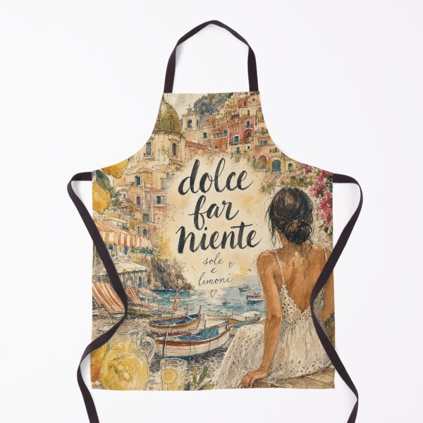 Item preview, Positano Italy Watercolor Art - Dolce Far Niente Hand Painted Collage designed and sold by VisualArtsOasis.
