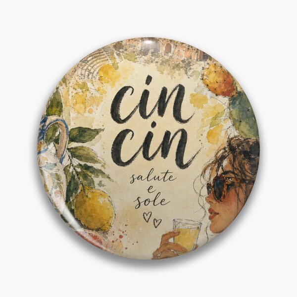 Item preview, Cin Cin - Taormina Italy Painted Watercolor Illustration designed and sold by VisualArtsOasis.