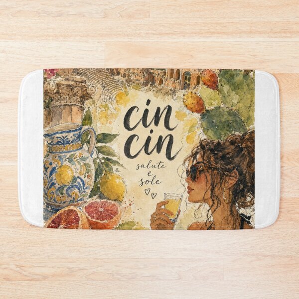 Item preview, Cin Cin - Taormina Italy Painted Watercolor Illustration designed and sold by VisualArtsOasis.