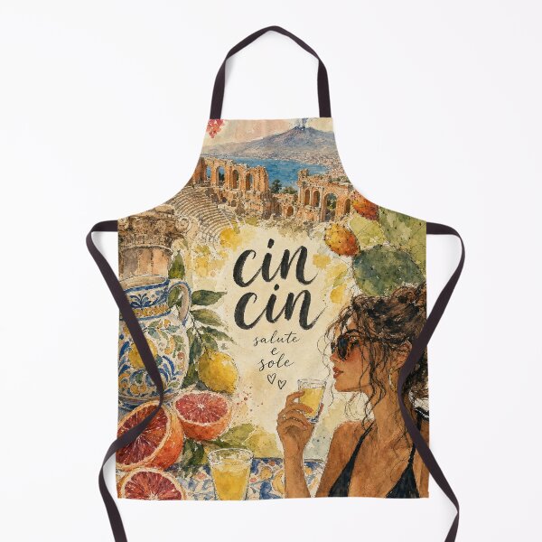 Item preview, Cin Cin - Taormina Italy Painted Watercolor Illustration designed and sold by VisualArtsOasis.